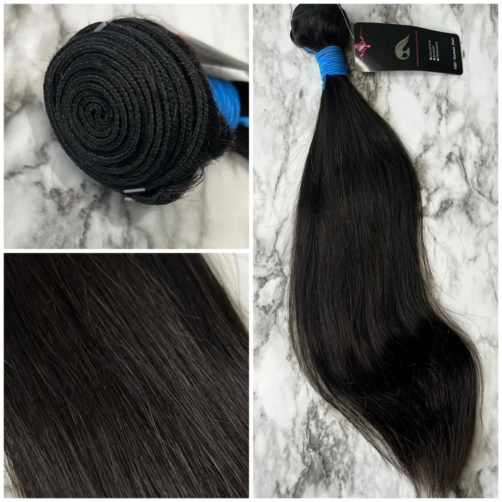 16 Inch Brazilian Human Hair  Unprocessed Natural Straight black Hair Bu…
